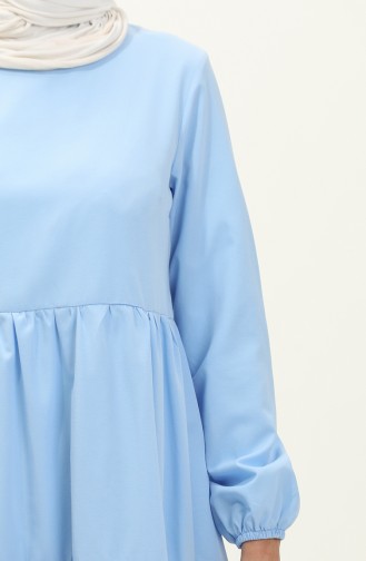 فستان بتصميم مُجتمع 1084-02 لون أزرق فاتح 1084-02