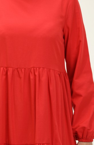 فستان بتصميم طيات 1084-03 لون أحمر 1084-03