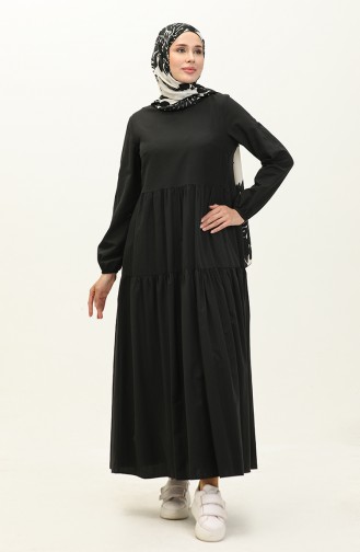 Gerafftes Kleid 1084-05 Schwarz 1084-05