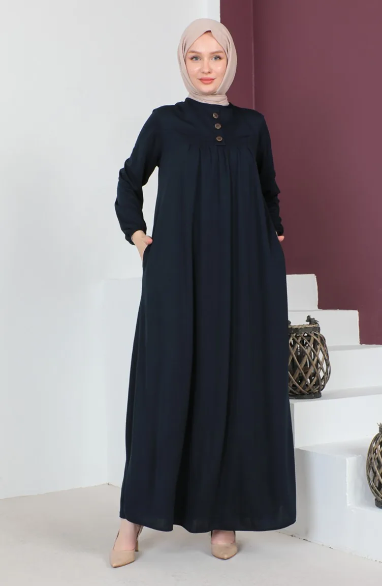 Robe-Kleid Mit Knöpfen 0705-07 Marineblau 0705-07