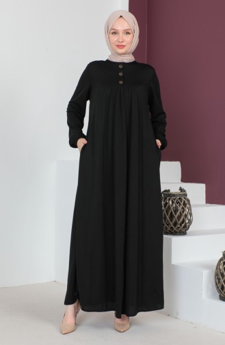 Robe-Kleid Mit Knopfdetail 0705-09 Schwarz 0705-09