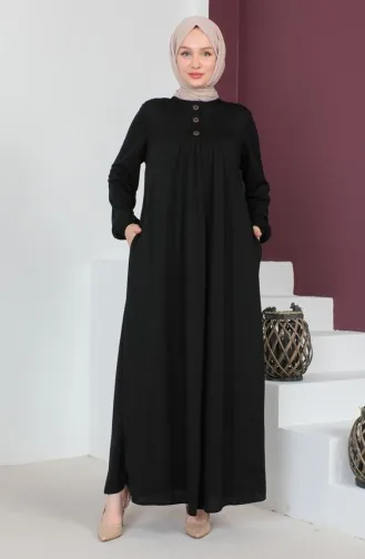 Robe-Kleid Mit Knopfdetail 0705-09 Schwarz 0705-09