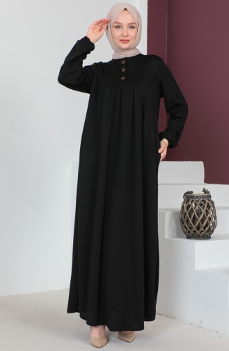 Robe-Kleid Mit Knopfdetail 0705-09 Schwarz 0705-09