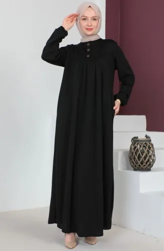 Robe-Kleid Mit Knopfdetail 0705-09 Schwarz 0705-09