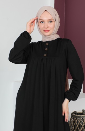 Robe-Kleid Mit Knopfdetail 0705-09 Schwarz 0705-09