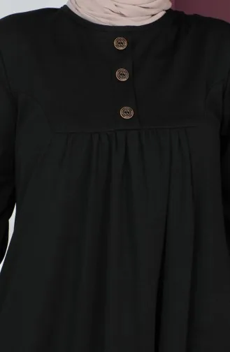 Robe-Kleid Mit Knopfdetail 0705-09 Schwarz 0705-09