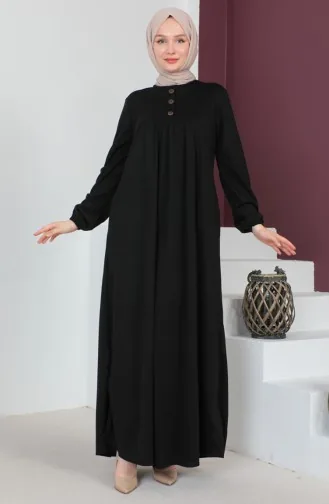 Robe-Kleid Mit Knopfdetail 0705-09 Schwarz 0705-09