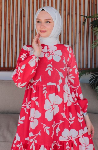 Terry Cotton Ruffled Dress 70156d-02 Red 70156D-02