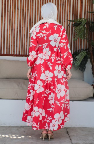 Terry Cotton Ruffled Dress 70156d-02 Red 70156D-02