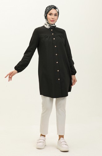 Buttoned Yoke  Tunic 4060-01 Black 4060-01