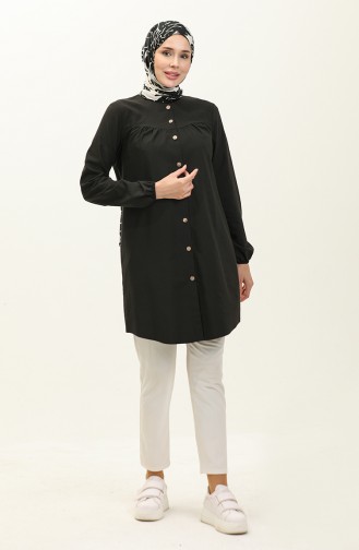 Buttoned Yoke  Tunic 4060-01 Black 4060-01