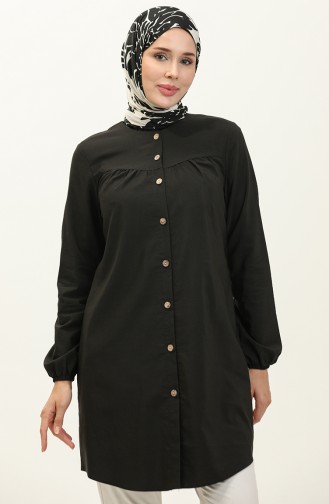 Buttoned Yoke  Tunic 4060-01 Black 4060-01