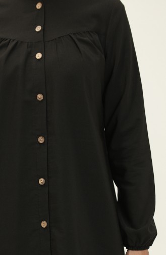 Buttoned Yoke  Tunic 4060-01 Black 4060-01