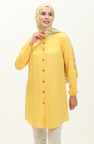 Buttoned Yoke Tunic 4060-02 Yellow 4060-02