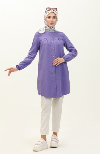 Buttoned Yoke Tunic  4060-03 Purple 4060-03