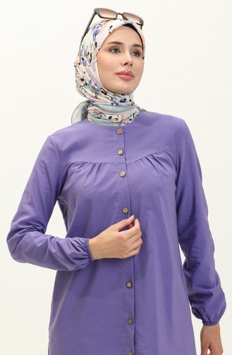 Buttoned Yoke Tunic  4060-03 Purple 4060-03