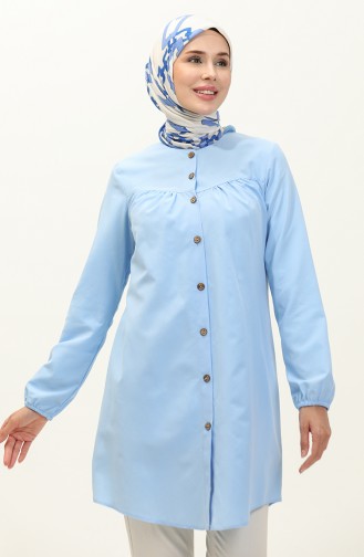 Buttoned Yoke Tunic  4060-04 Baby Blue 4060-04