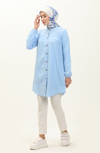 Buttoned Yoke Tunic  4060-04 Baby Blue 4060-04