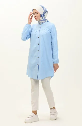 Buttoned Yoke Tunic 4060-04 Baby Blue 4060-04