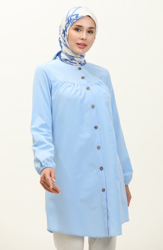 Buttoned Yoke Tunic  4060-04 Baby Blue 4060-04