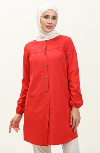 Buttoned Yoke Tunic 4060-05 Red 4060-05