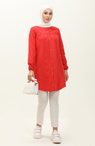 Buttoned Yoke Tunic 4060-05 Red 4060-05