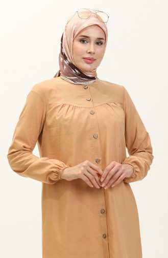 Buttoned Yoke Tunic  4060-06 Milky Coffee 4060-06