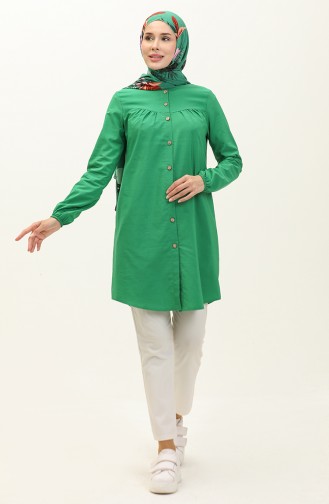 Yoke Buttoned Tunic 4060-07 Emerald Green 4060-07