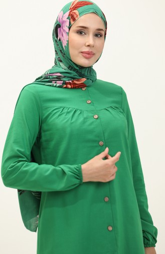 Yoke Buttoned Tunic 4060-07 Emerald Green 4060-07