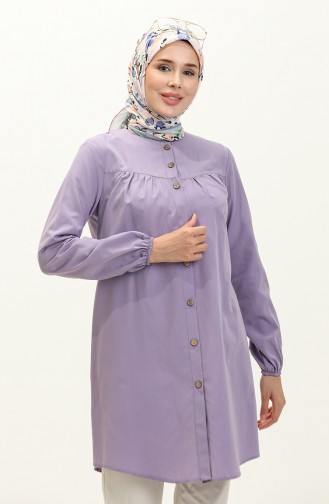 Robalı Düğmeli Tunik 4060-08 Lila