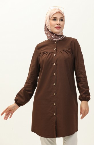 Buttoned Yoke Tunic 4060-10 Brown 4060-10