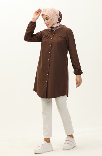 Buttoned Yoke Tunic 4060-10 Brown 4060-10