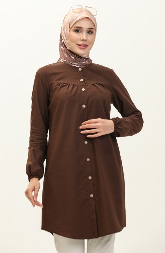 Buttoned Yoke Tunic 4060-10 Brown 4060-10