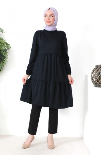 Gathered Tunic 0699-11 Navy Blue 0699-11