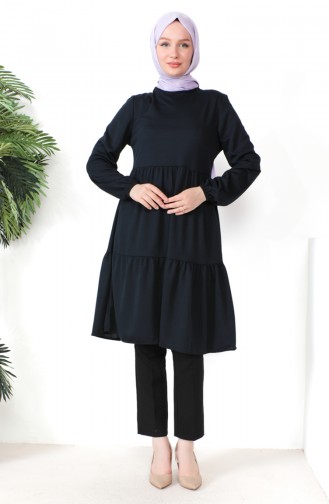 Gathered Tunic 0699-11 Navy Blue 0699-11