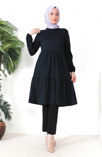 Gathered Tunic 0699-11 Navy Blue 0699-11