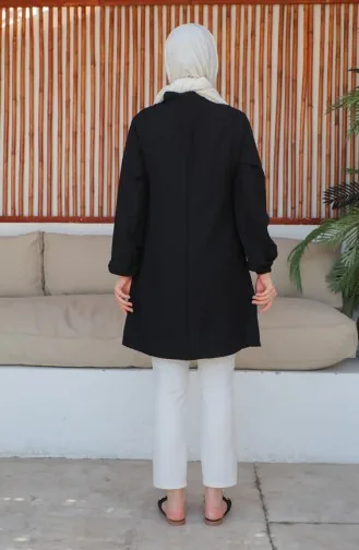 Crepe Fabric Tie Collar Tunic 0210-01 Black 0210-01