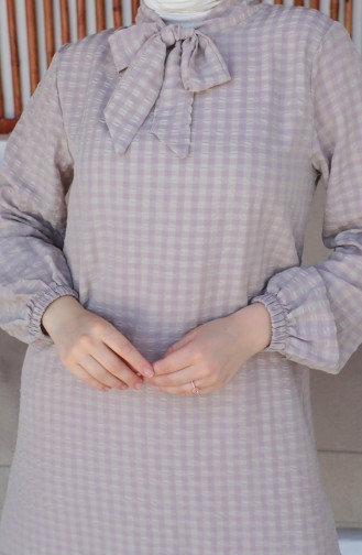 Crepe Fabric Tie Collar Tunic 0210-02 Mink 0210-02
