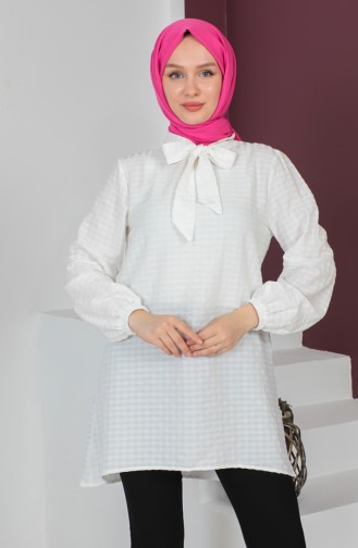 Crepe Sleeve Tie Tunic0210-04 Ecru 0210-04