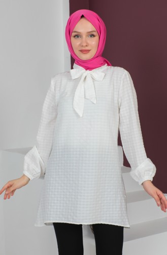 Crepe Sleeve Tie Tunic0210-04 Ecru 0210-04