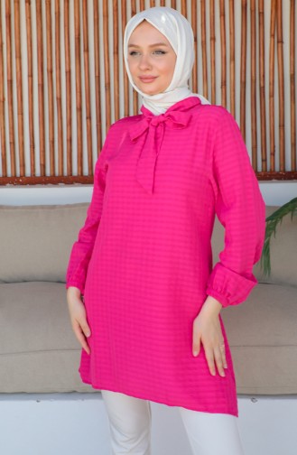 Crepe Sleeve Tie Tunic 0210-05 Fuchsia 0210-05