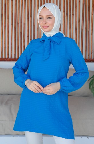 Crepe Sleeve Tie Tunic 0210-06 İndigo 0210-06