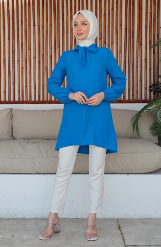Crepe Sleeve Tie Tunic 0210-06 İndigo 0210-06