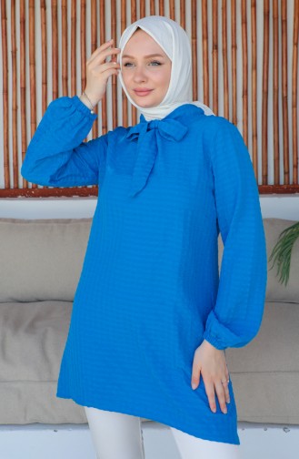 Crepe Sleeve Tie Tunic 0210-06 İndigo 0210-06