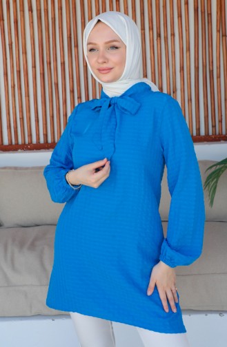 Crepe Sleeve Tie Tunic 0210-06 İndigo 0210-06