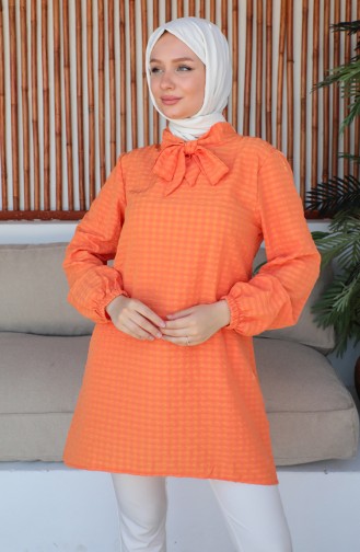 Crepe Sleeve Tie Tunic 0210-07 Orange 0210-07