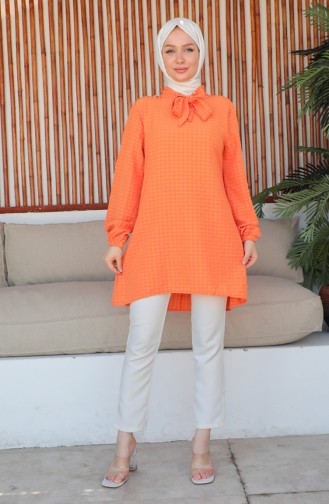 Crepe Sleeve Tie Tunic 0210-07 Orange 0210-07