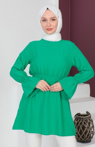 Tunique à Taille élastique en Tissu Crêpe 0211-01 Vert 0211-01