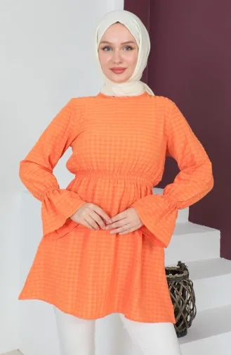 Crepe Fabric Elastic waist Tunic 0211-02 Orange 0211-02