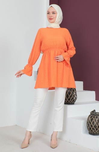 Bürümcük Kumaş Beli Lastikli Tunik 0211-02 Oranj